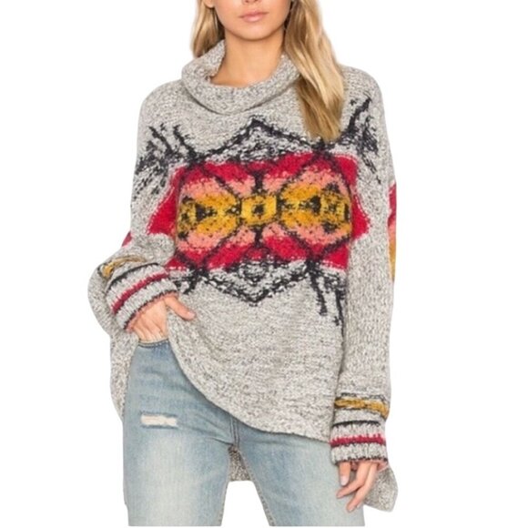 Free People Arctic Blast Pullover Turtleneck Oversized Sweater Wool Blend Size S - Picture 1 of 10